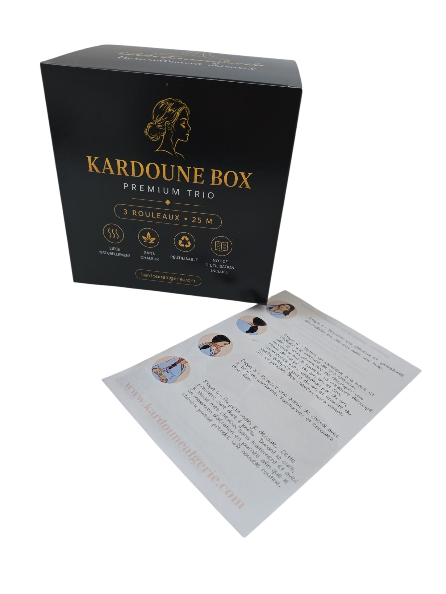 Kardoune Box Trio – 3 Rouleaux de 25 m – Lissage Sans Chaleur – Coffret Premium