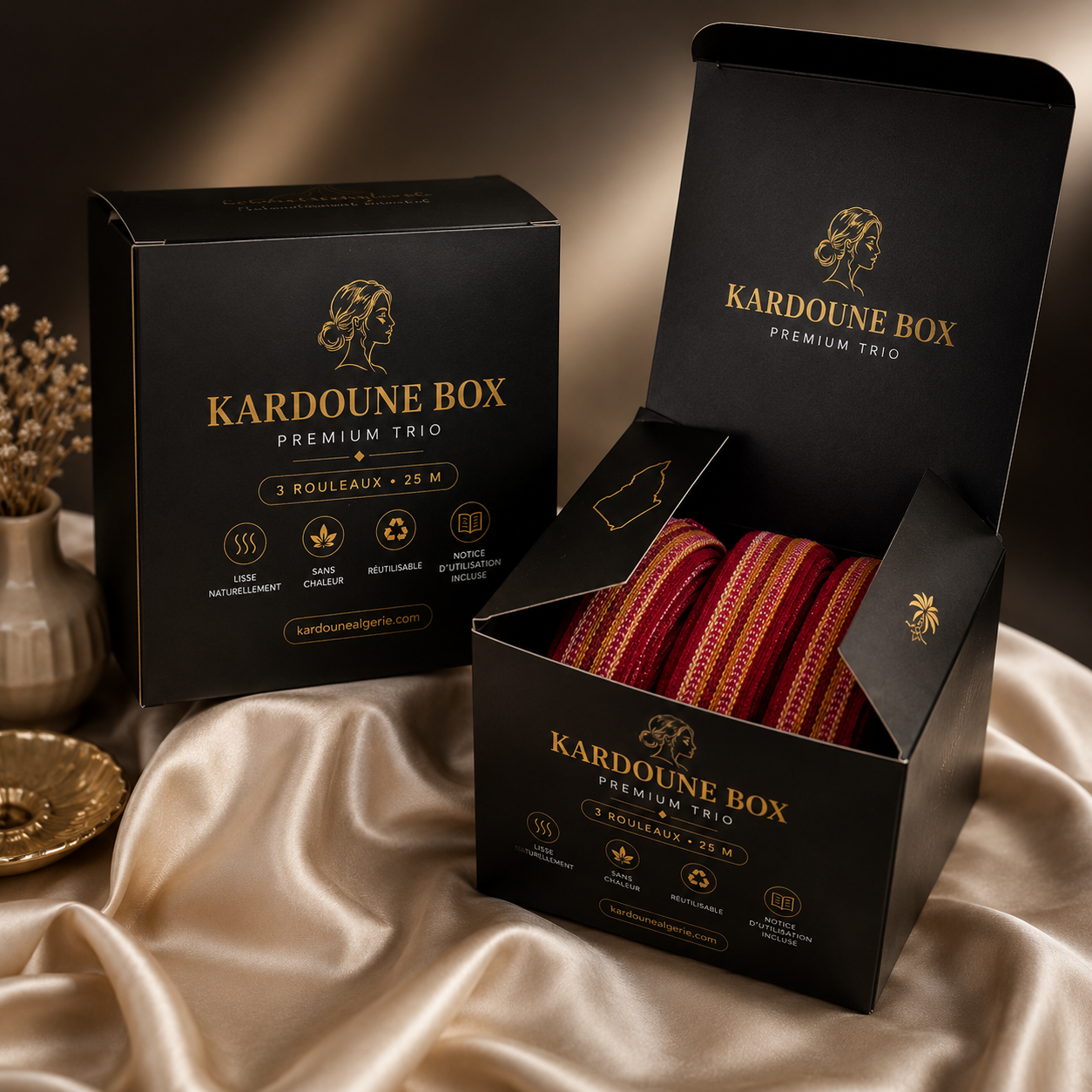 Kardoune Box Trio – 3 Rouleaux de 25 m – Lissage Sans Chaleur – Coffret Premium